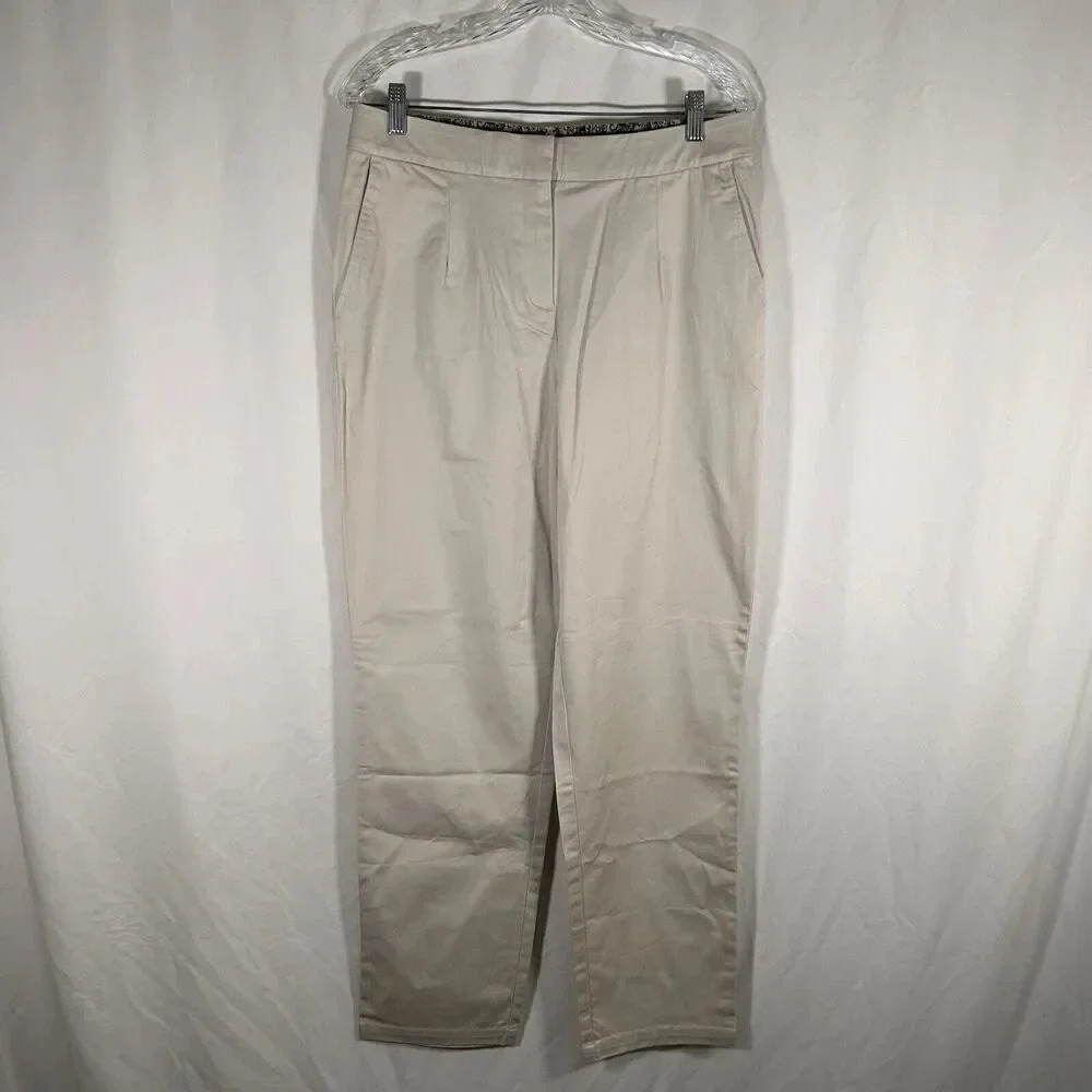 Appleseeds Dress Pants Woman's 12 Khaki Chino High Rise Pockets Cotton Blend
